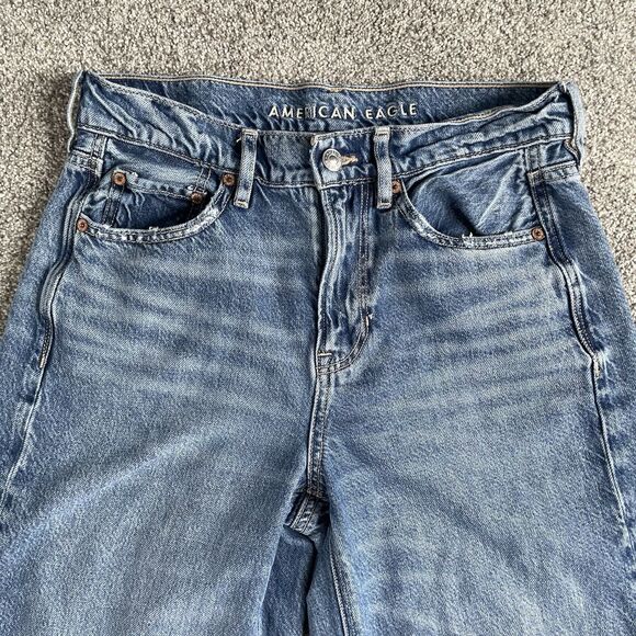 American Eagle Super High-Rise Baggy Wide Leg Jeans Women’s Blue Size 4 Regular - Picture 4 of 11